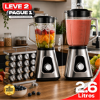 Liquidificador Multiuso Lumax Pro™ Com 2 Jarras de Vidro + BRINDE Porta Tempero Vertical 16 Potes - COMPRE 1 LEVE 2