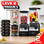 Liquidificador Multiuso MegaMix Com 2 Jarras de Vidro + BRINDE: Porta Tempero Giratório 20 Potes de Vidro  - LEVE 2 PAGUE 1